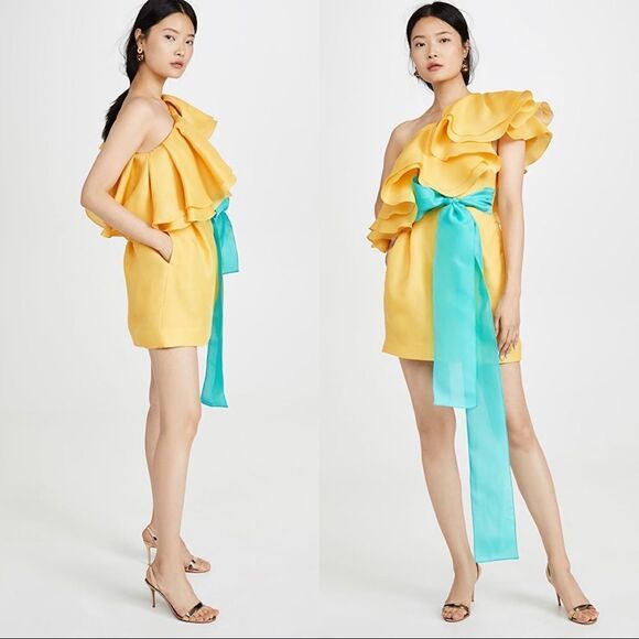 PRABAL GURUNG Carsix 100% Silk One Shoulder Dress - Picture 4 of 12